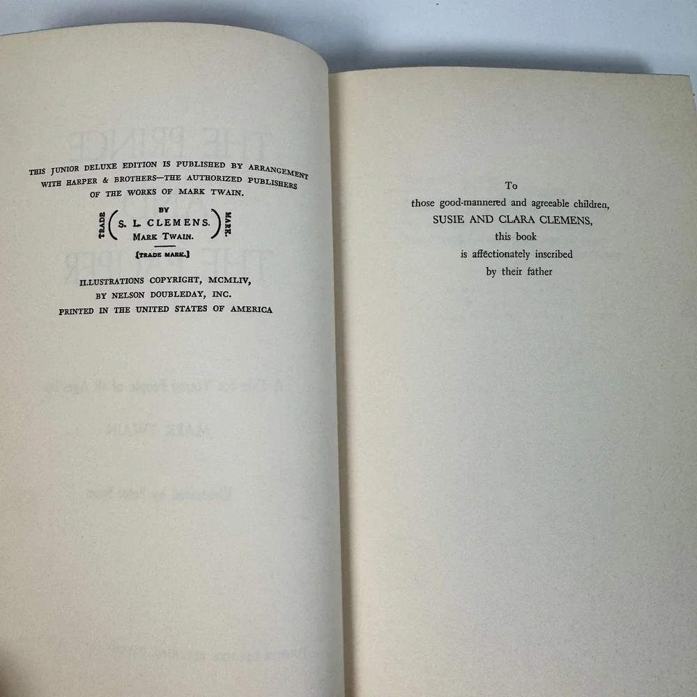 The Prince and‎ the Pauper Mark Twain Junior Deluxe Editions Hardcover Book 1954